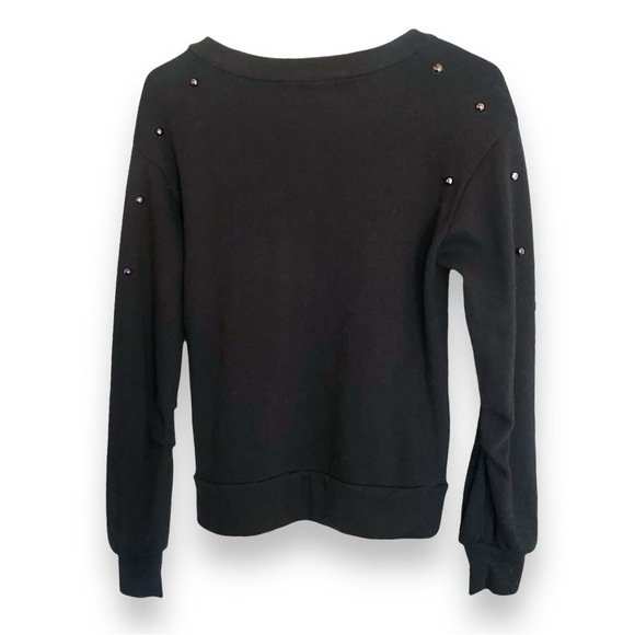 Iridescent Beaded Black Sweatshirt Size Small - Picture 2 of 5